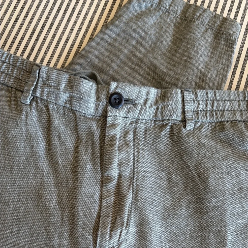 36x32 Men's green/grey Casual linen Drawstring Pants
